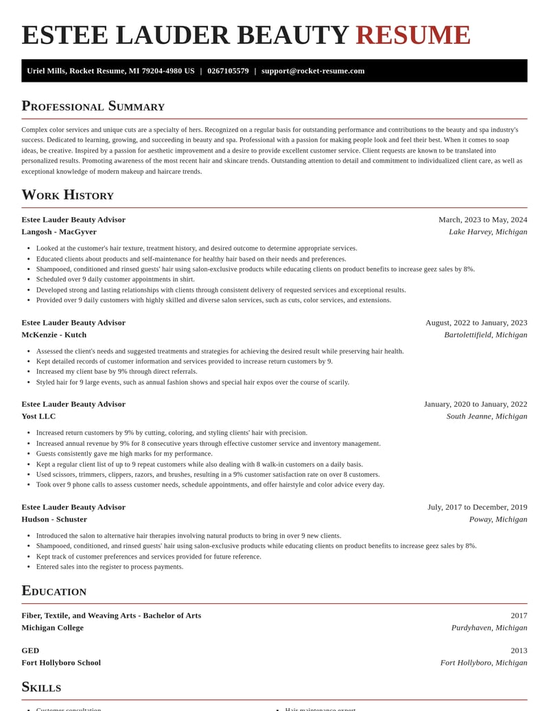 estee lauder beauty advisor beauty and spa resume exquisite template 2 exq