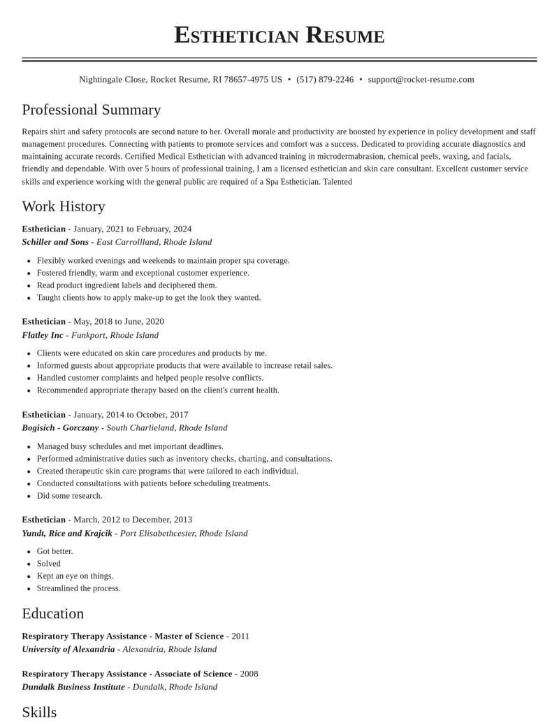 esthetician beauty and spa resume classic template 1 cla