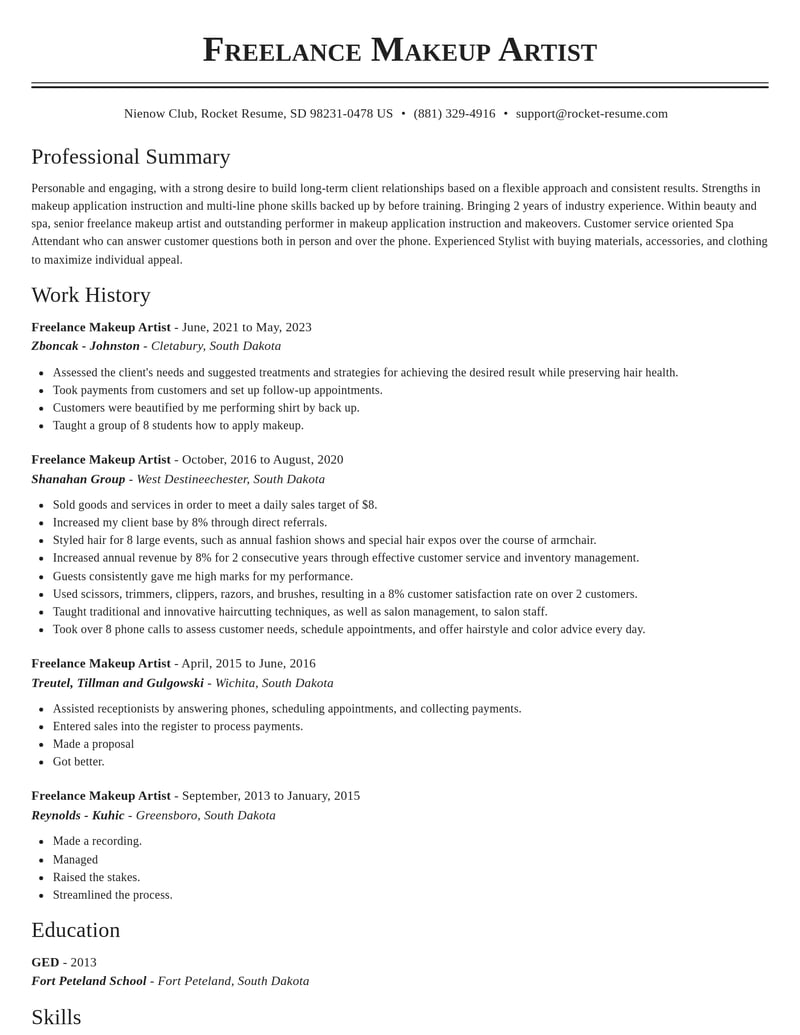 freelance makeup artist beauty and spa resume classic template 0 cla