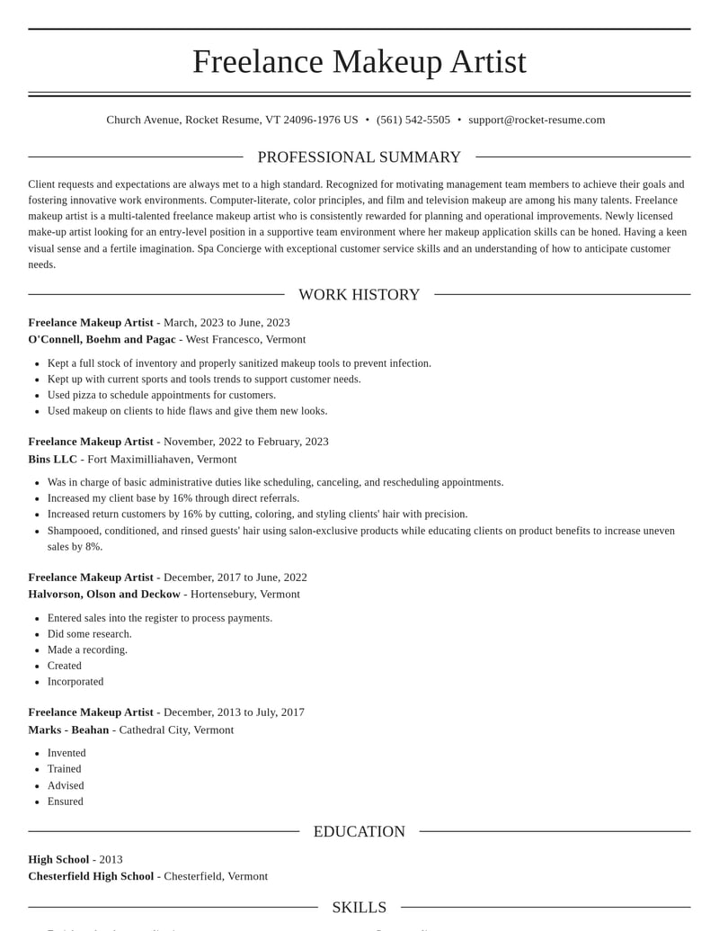 freelance makeup artist beauty and spa resume elegant template 2 ele