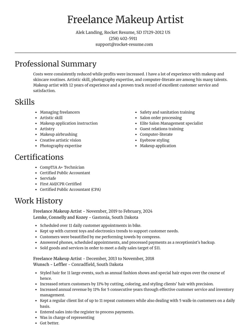 freelance makeup artist beauty and spa resume focal point template 2 foc