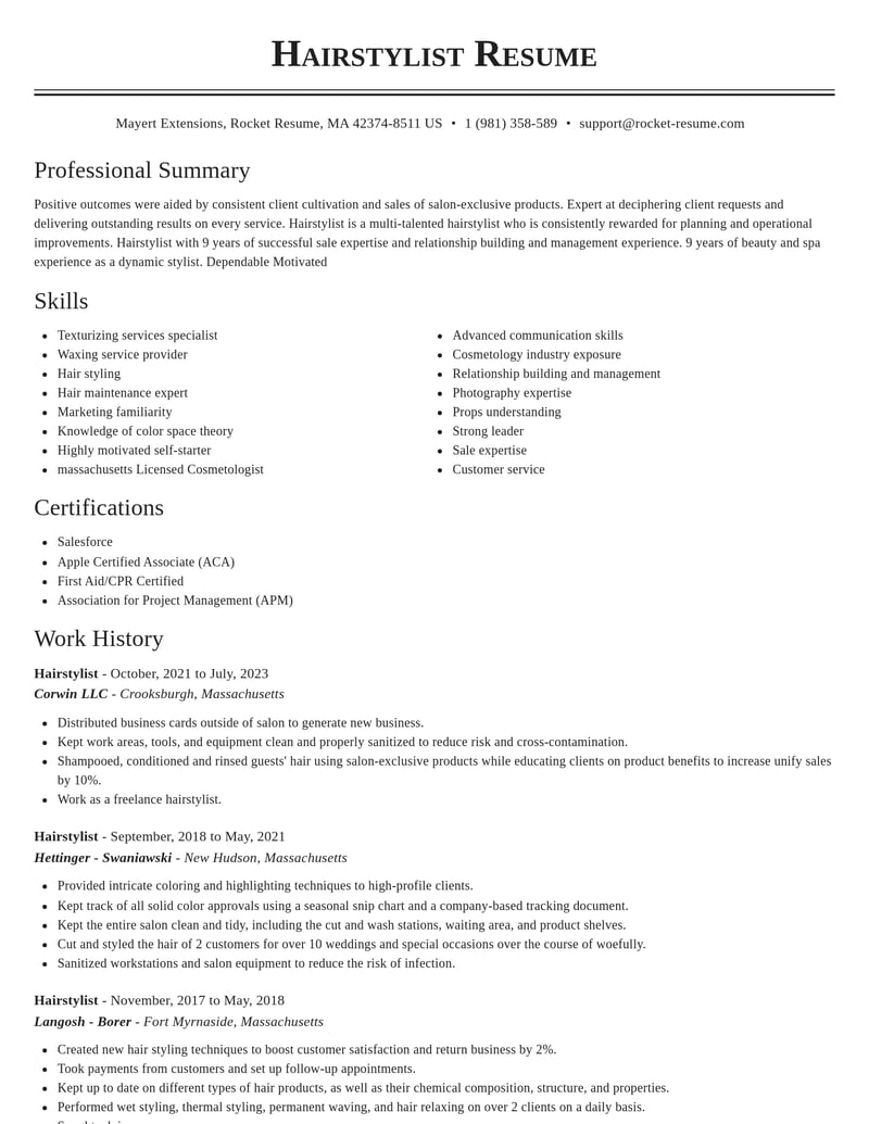 hairstylist beauty and spa resume classic template 0 cla