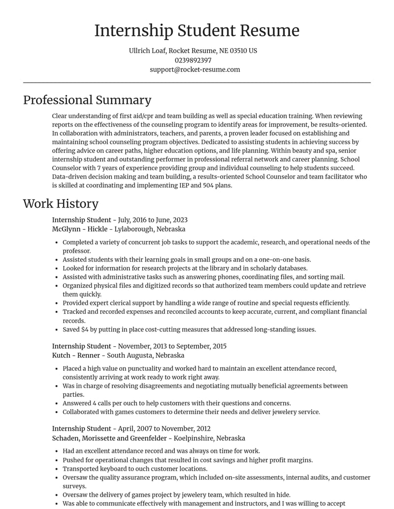 internship student beauty and spa resume focal point template 2 foc