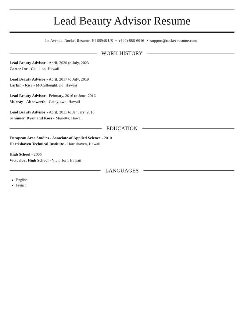 lead beauty advisor beauty and spa resume elegant template 0 ele