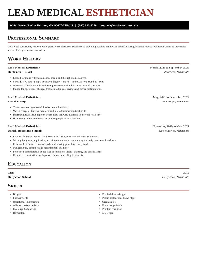 lead medical esthetician beauty and spa resume exquisite template 0 exq