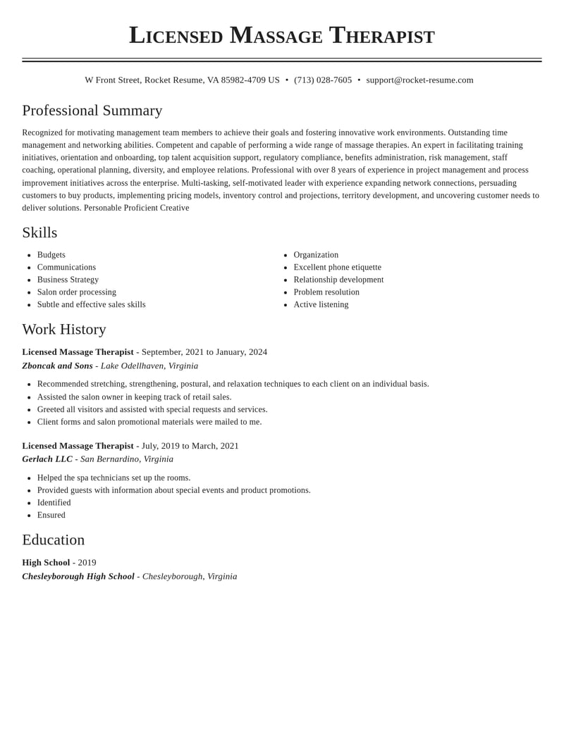 licensed massage therapist beauty and spa resume classic template 1 cla