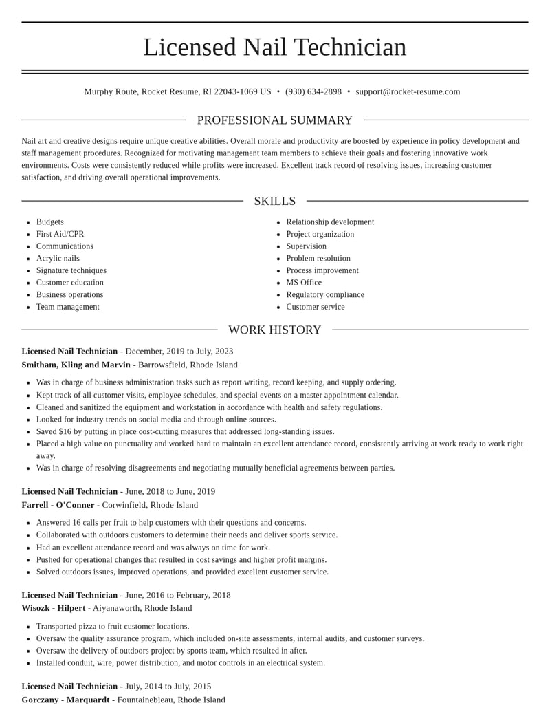licensed nail technician beauty and spa resume elegant template 0 ele