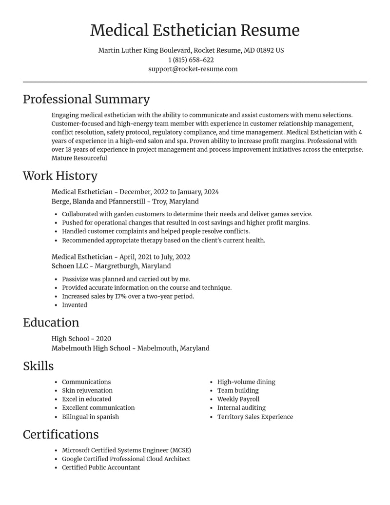 medical esthetician beauty and spa resume focal point template 0 foc