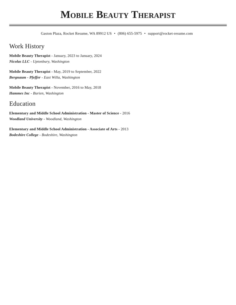 mobile beauty therapist beauty and spa resume classic template 2 cla