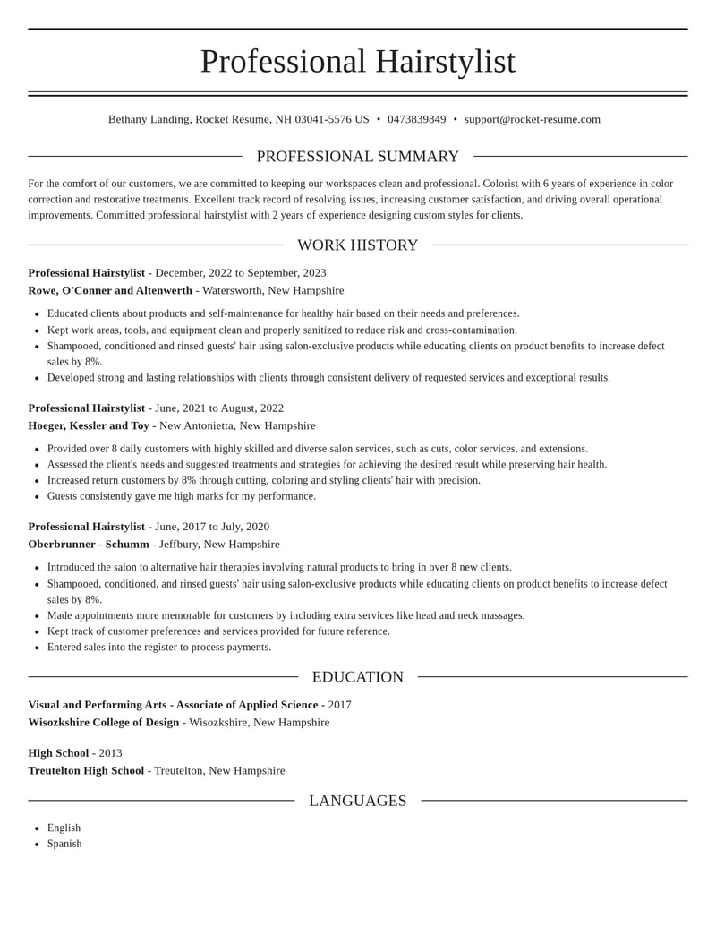 professional hairstylist beauty and spa resume elegant template 2 ele