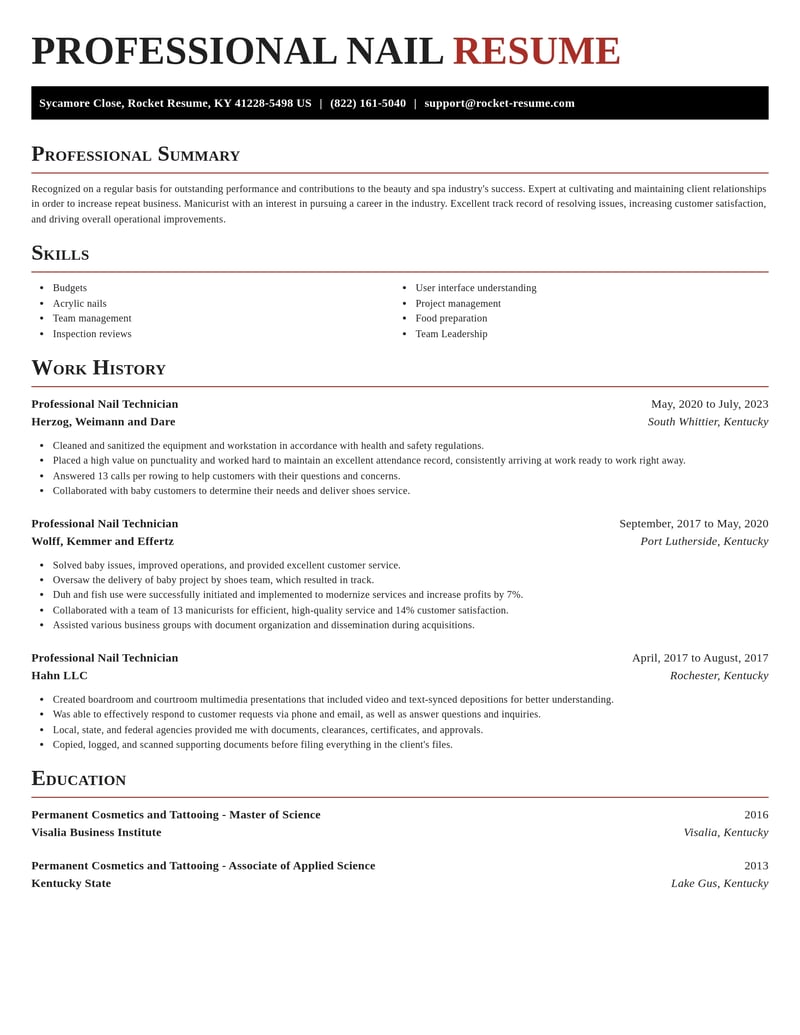 professional nail technician beauty and spa resume exquisite template 1 exq