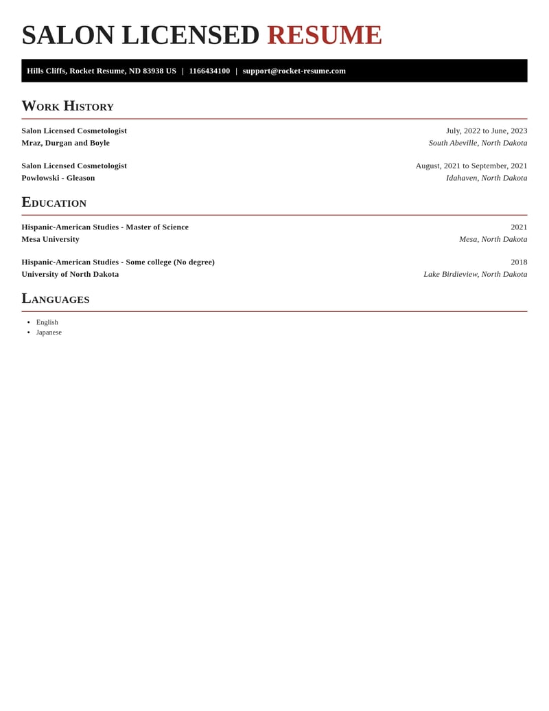 salon licensed cosmetologist beauty and spa resume exquisite template 2 exq