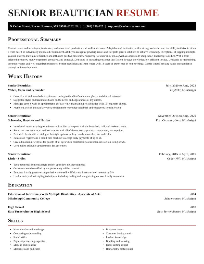 senior beautician beauty and spa resume exquisite template 1 exq