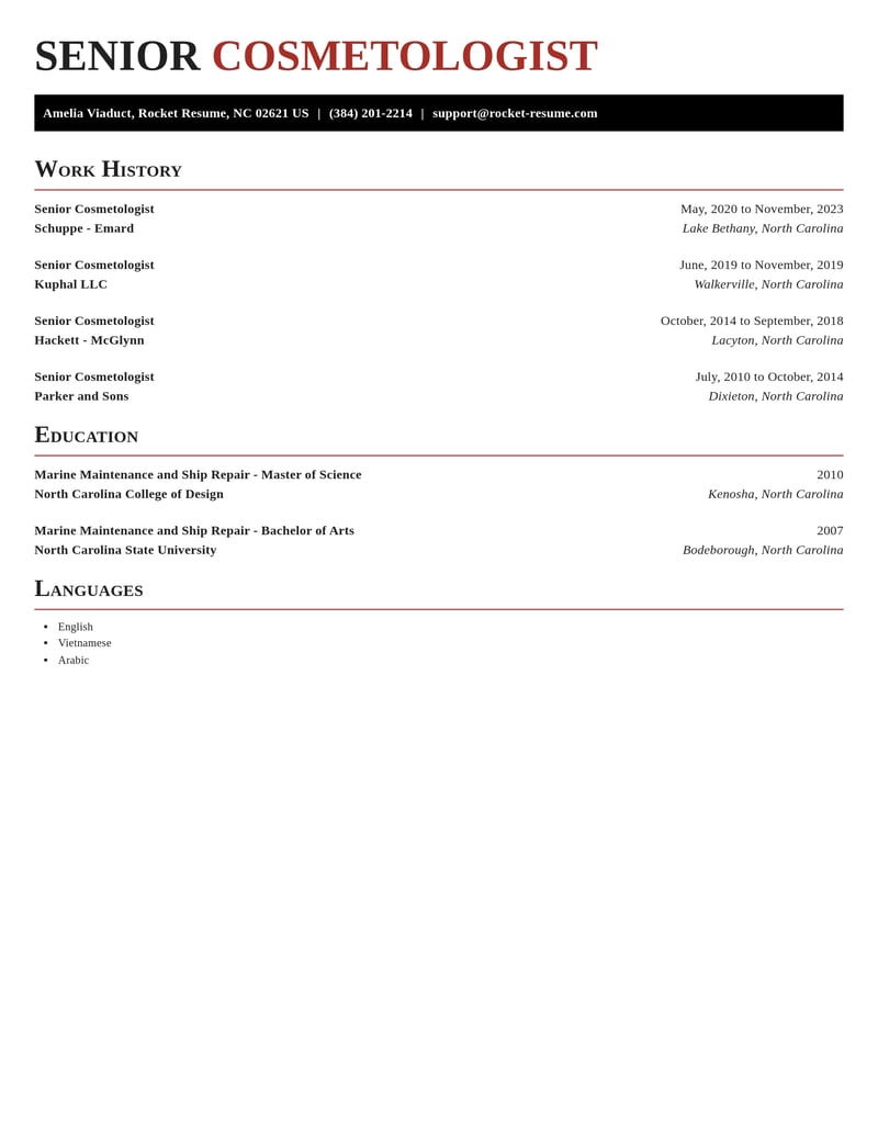 senior cosmetologist beauty and spa resume exquisite template 0 exq