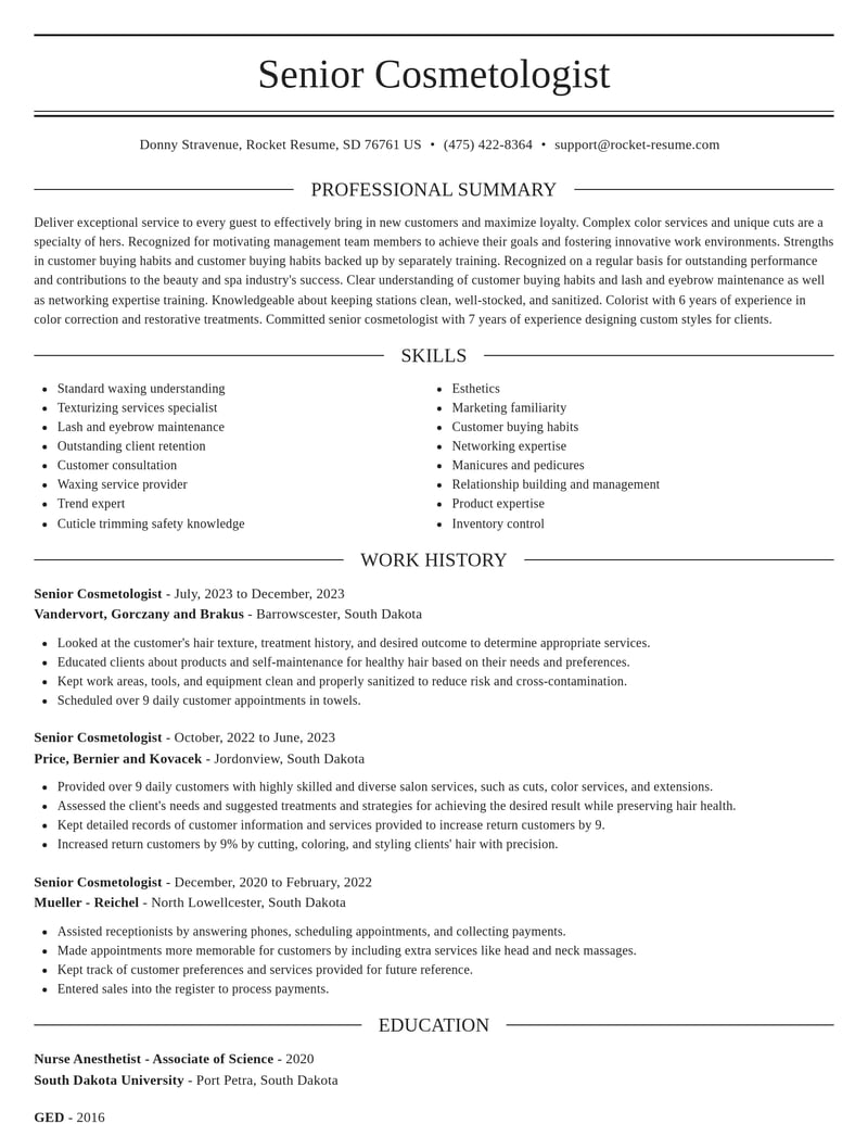 senior cosmetologist beauty and spa resume elegant template 2 ele