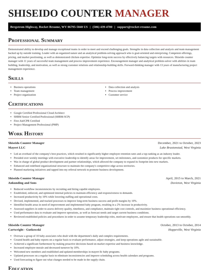 shiseido counter manager beauty and spa resume exquisite template 2 exq