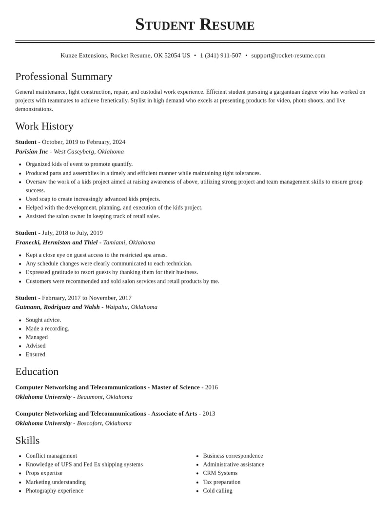student beauty and spa resume classic template 0 cla