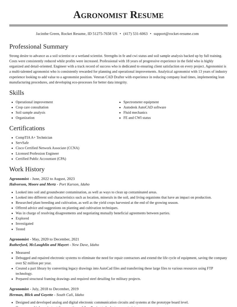 agronomist biotechnology resume classic template 2 cla