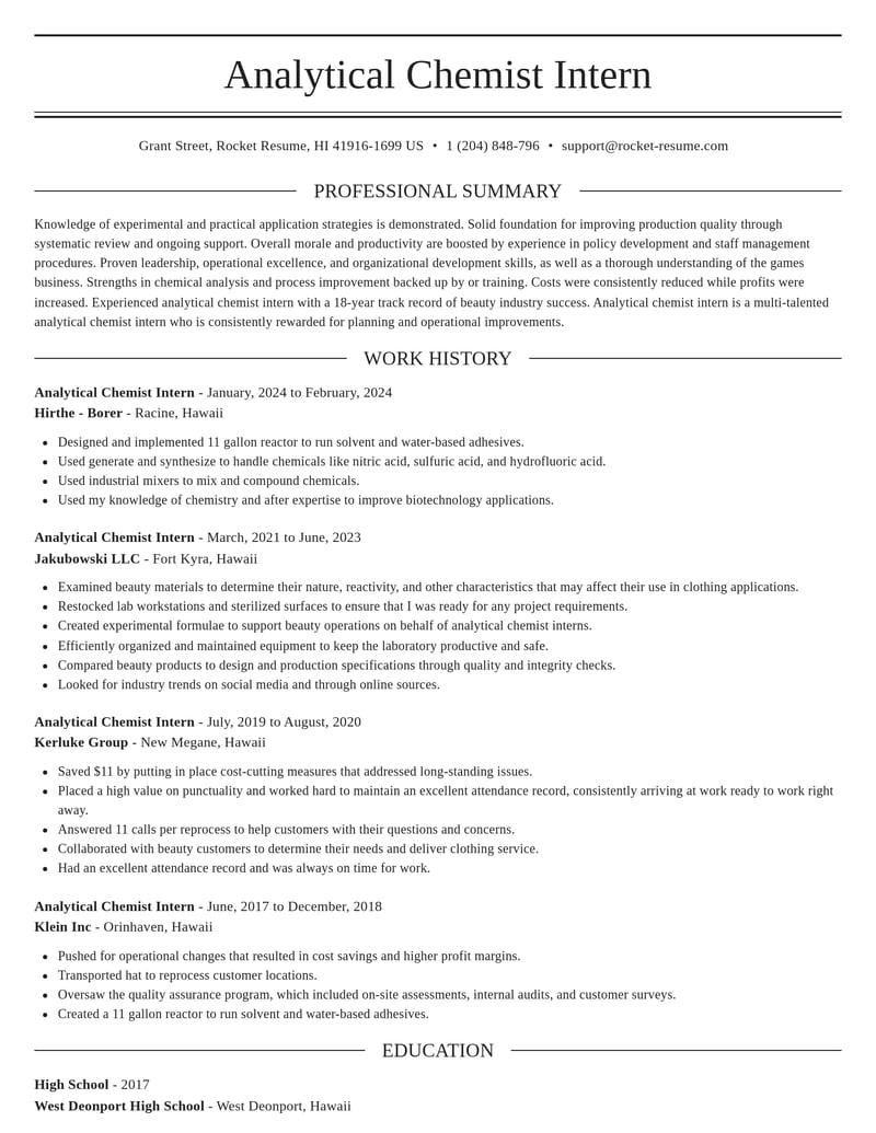 analytical chemist intern biotechnology resume elegant template 2 ele