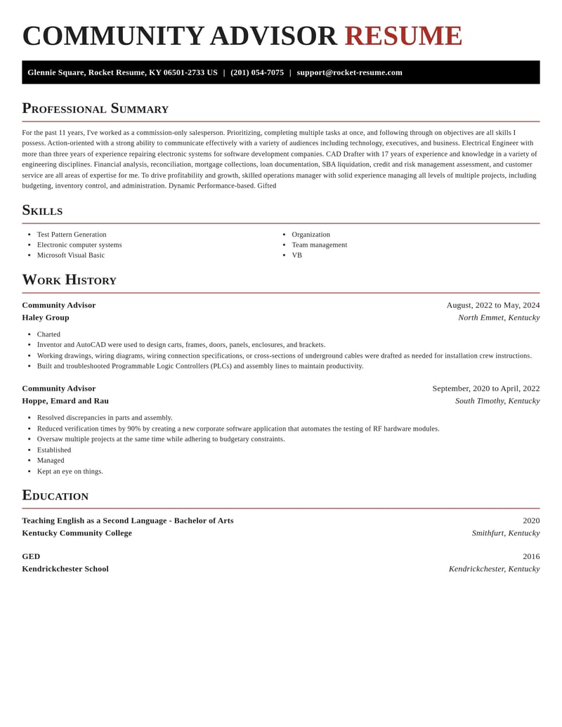 community advisor biotechnology resume exquisite template 2 exq