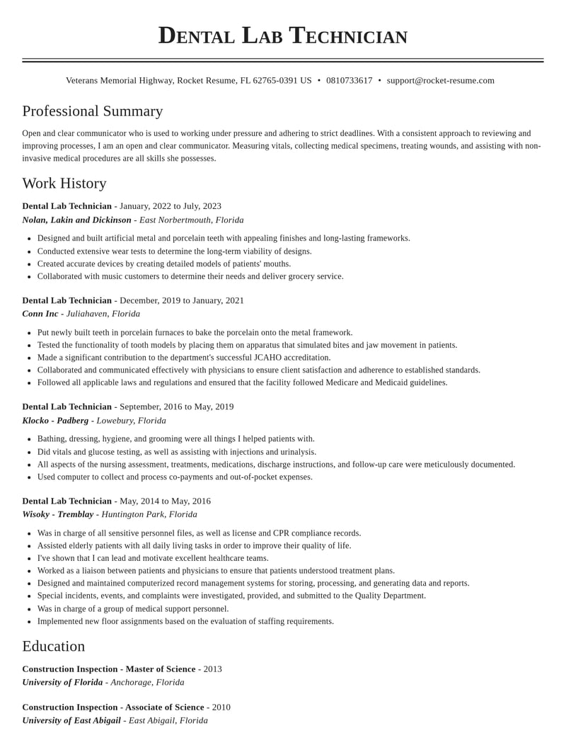 dental lab technician biotechnology resume classic template 2 cla