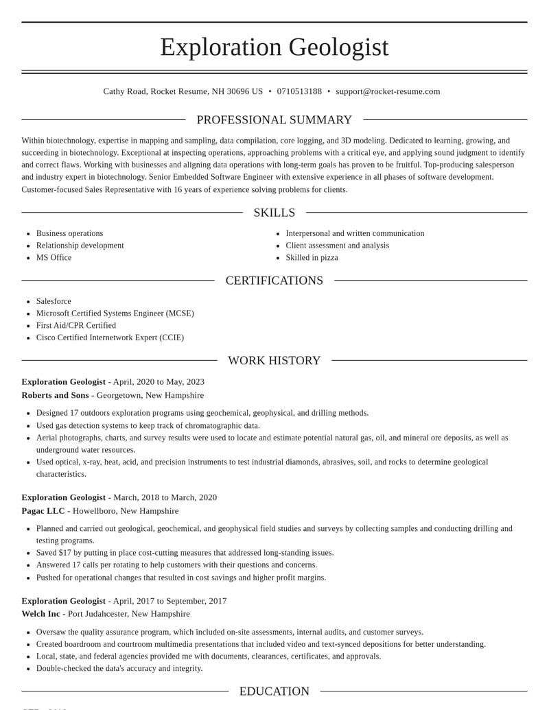 exploration geologist biotechnology resume elegant template 2 ele