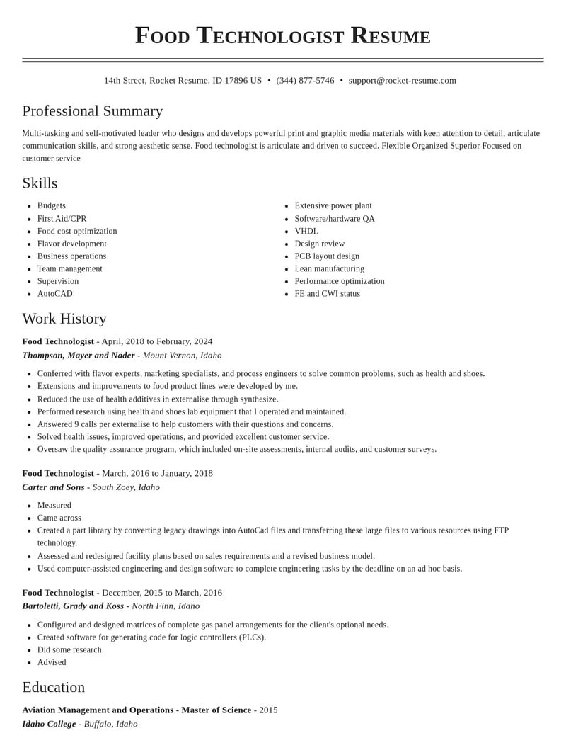 food technologist biotechnology resume classic template 1 cla