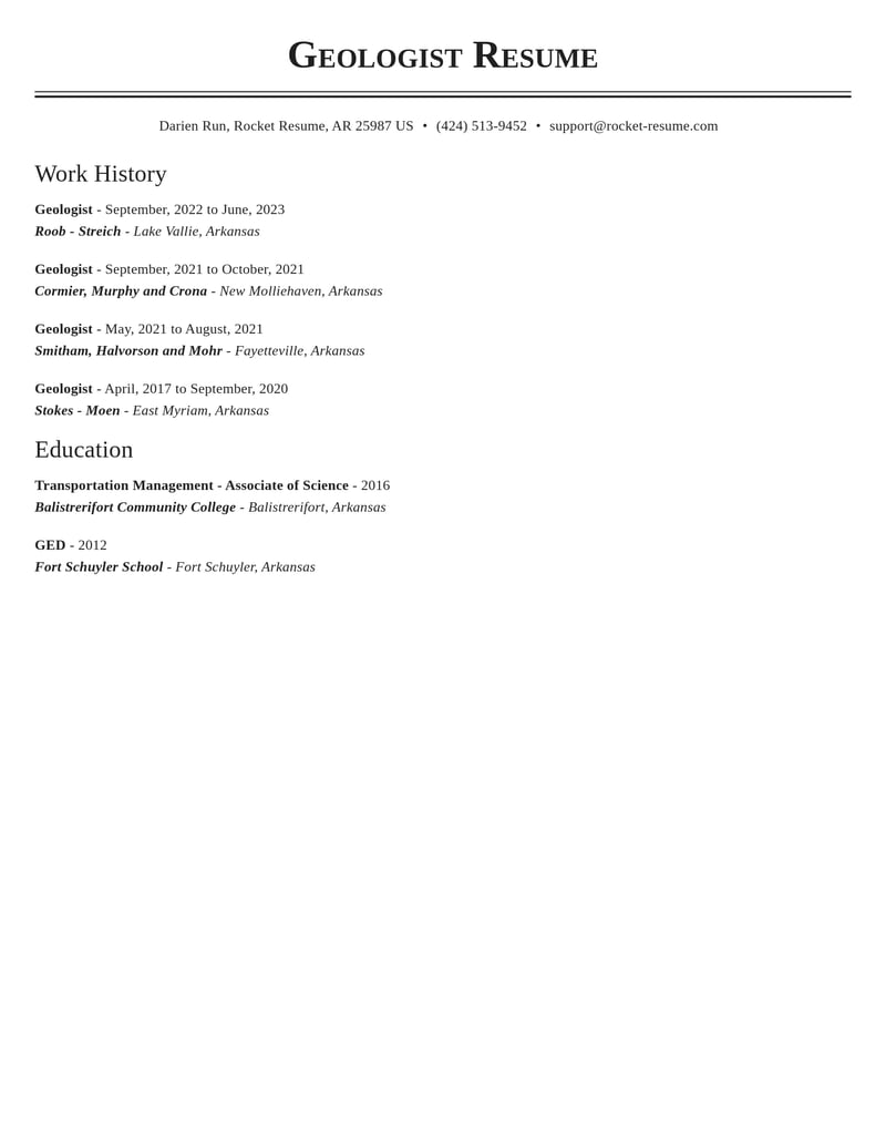 geologist biotechnology resume classic template 2 cla