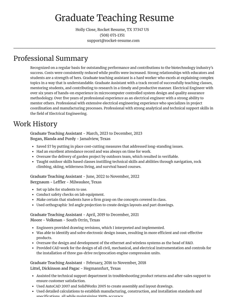 graduate teaching assistant biotechnology resume focal point template 0 foc