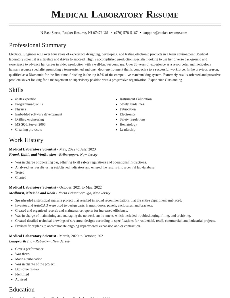 medical laboratory scientist biotechnology resume classic template 0 cla
