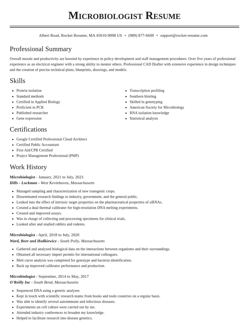 microbiologist biotechnology resume classic template 1 cla