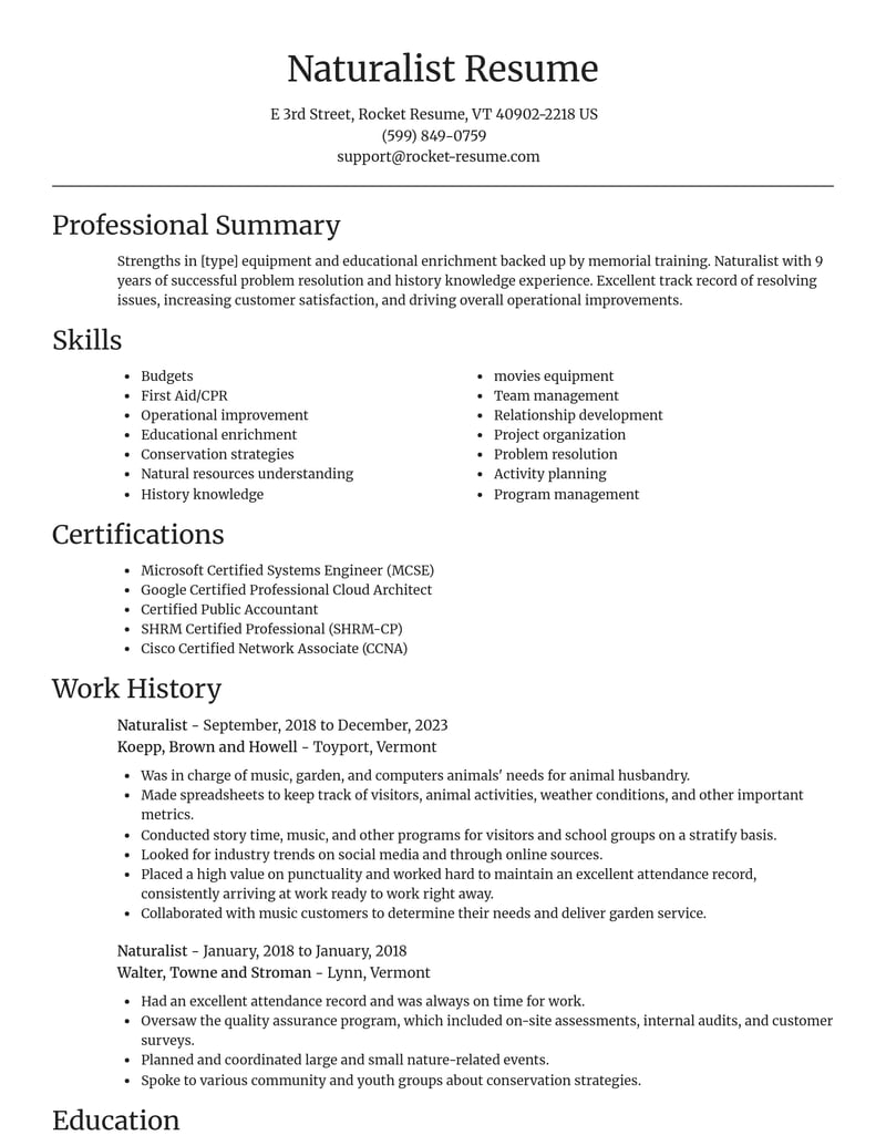 naturalist biotechnology resume focal point template 2 foc