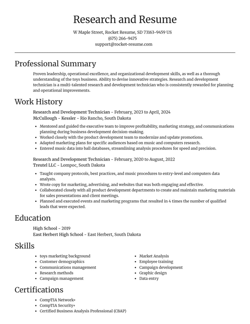 research and development technician biotechnology resume focal point template 1 foc