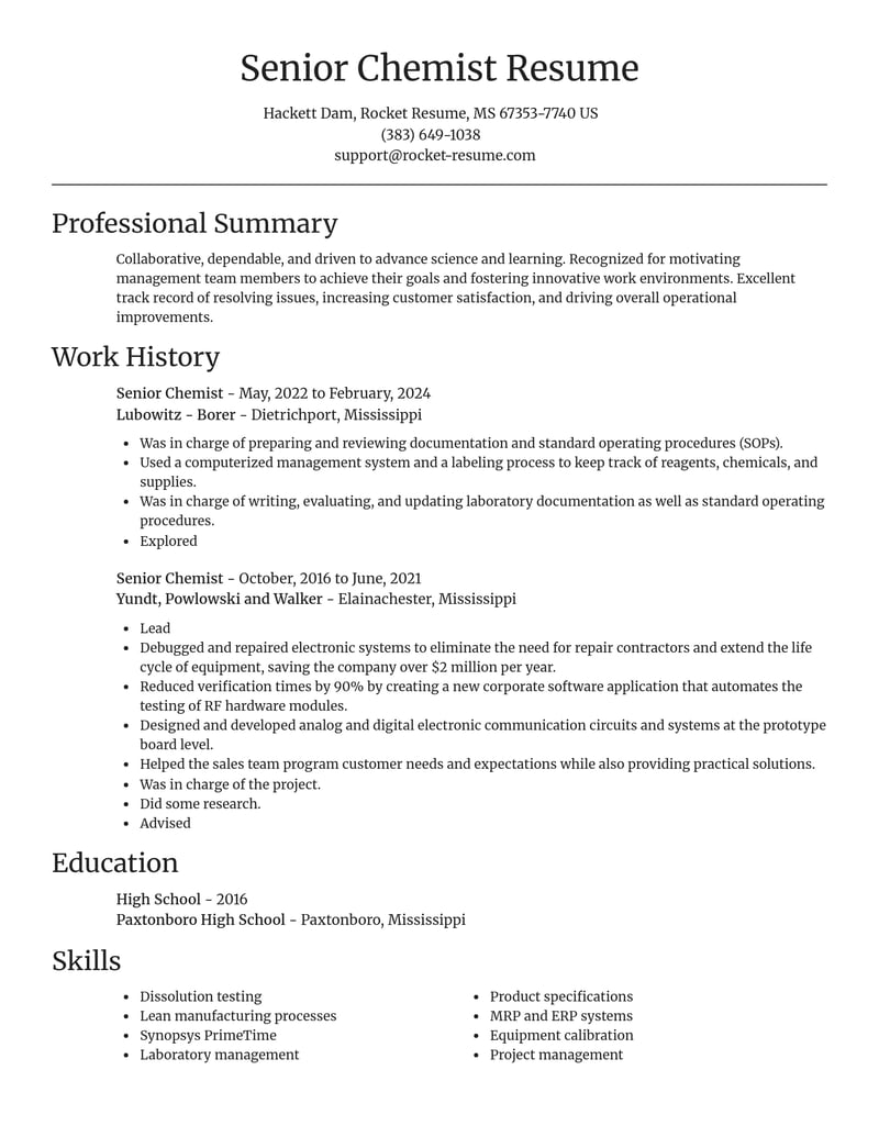 senior chemist biotechnology resume focal point template 2 foc