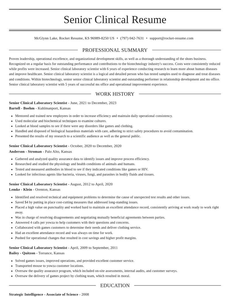 senior clinical laboratory scientist biotechnology resume elegant template 1 ele