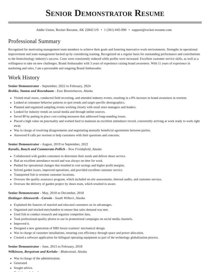 senior demonstrator biotechnology resume classic template 2 cla