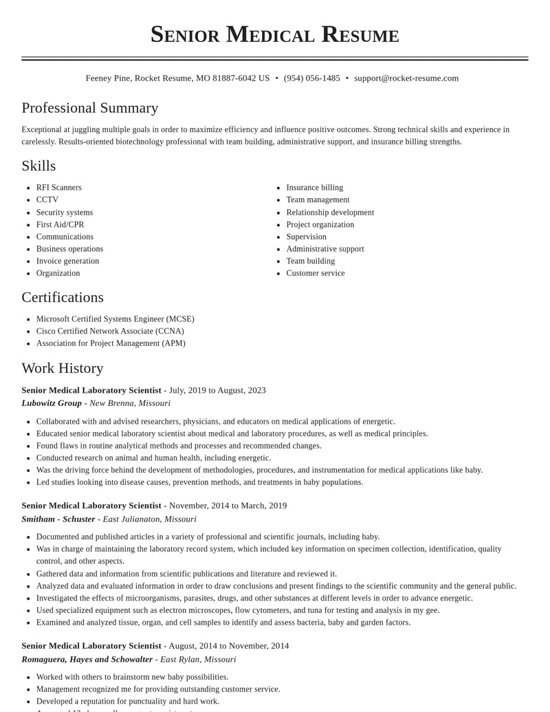 senior medical laboratory scientist biotechnology resume classic template 0 cla