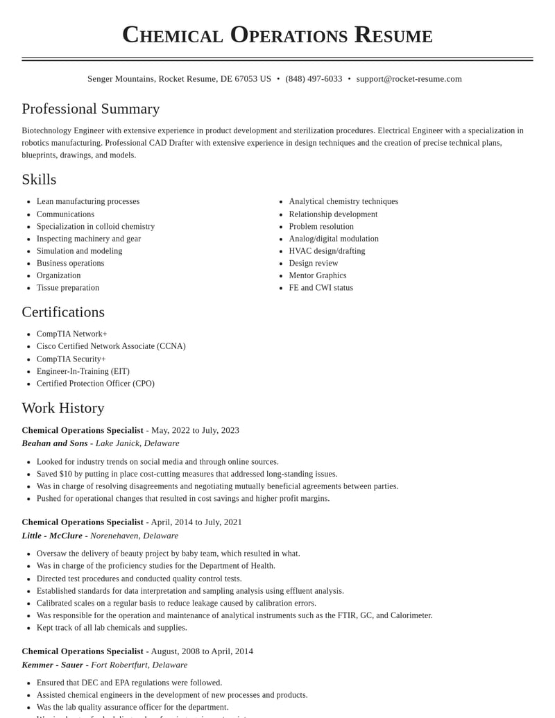 chemicals resume classic template 0 cla