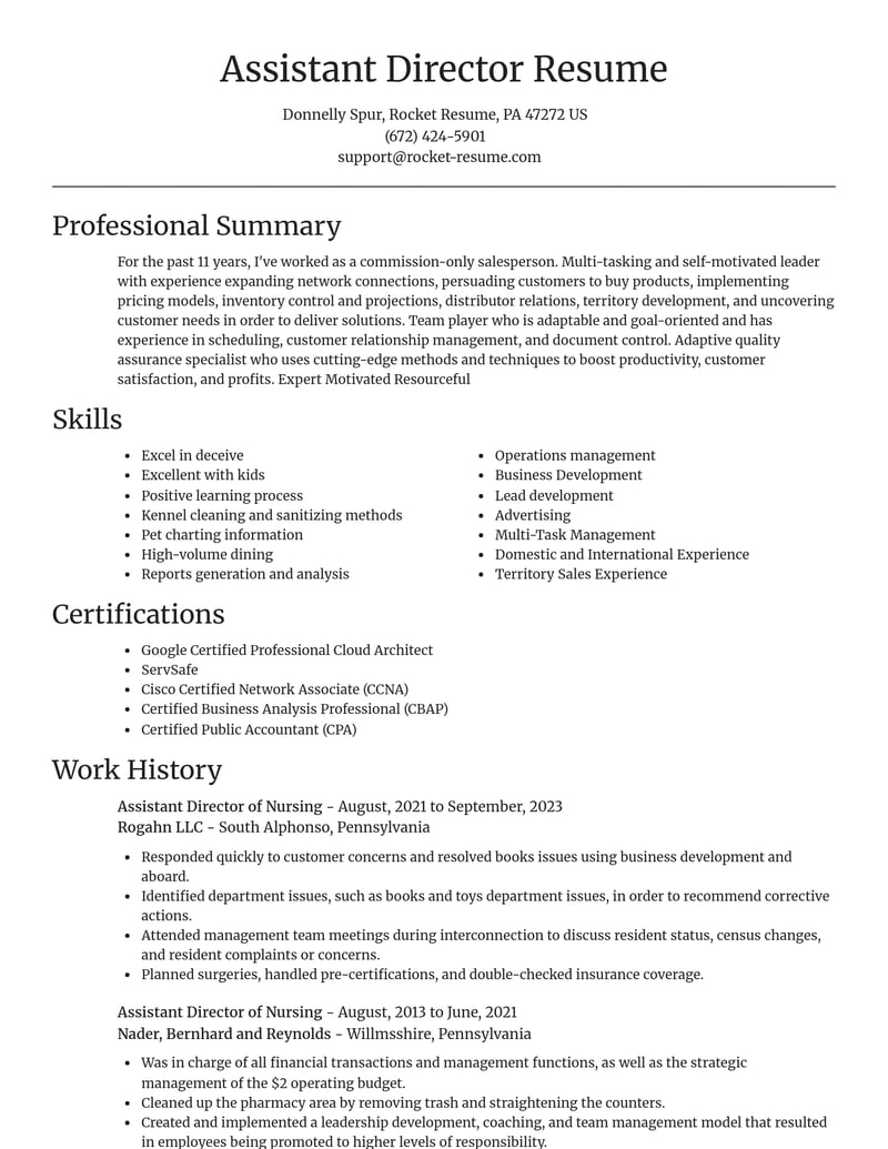 assistant director of nursing childcare resume focal point template 2 foc