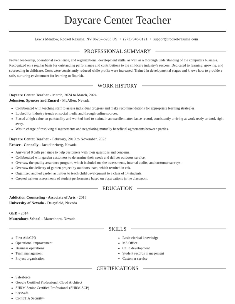 daycare center teacher childcare resume elegant template 0 ele