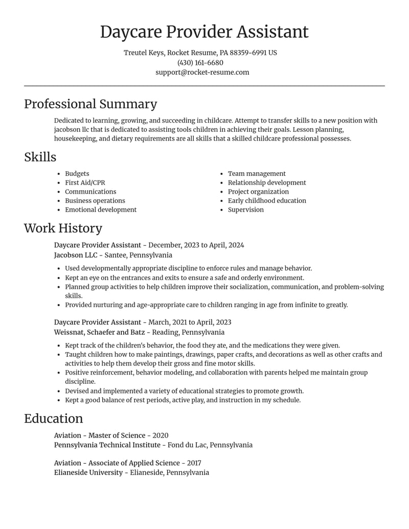 daycare provider assistant childcare resume focal point template 0 foc