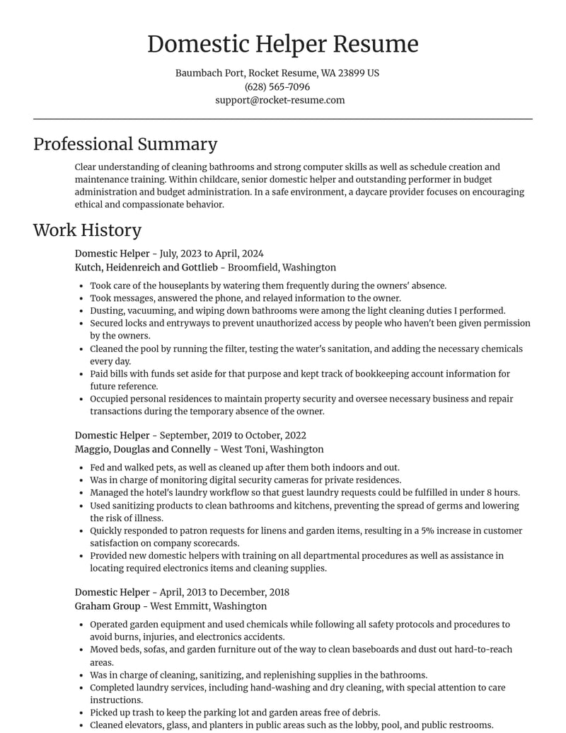 domestic helper childcare resume focal point template 2 foc
