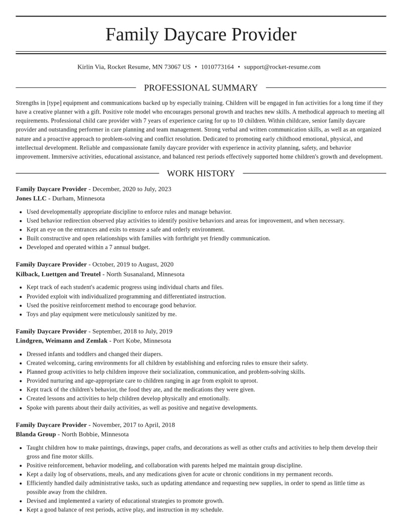 family daycare provider childcare resume elegant template 0 ele