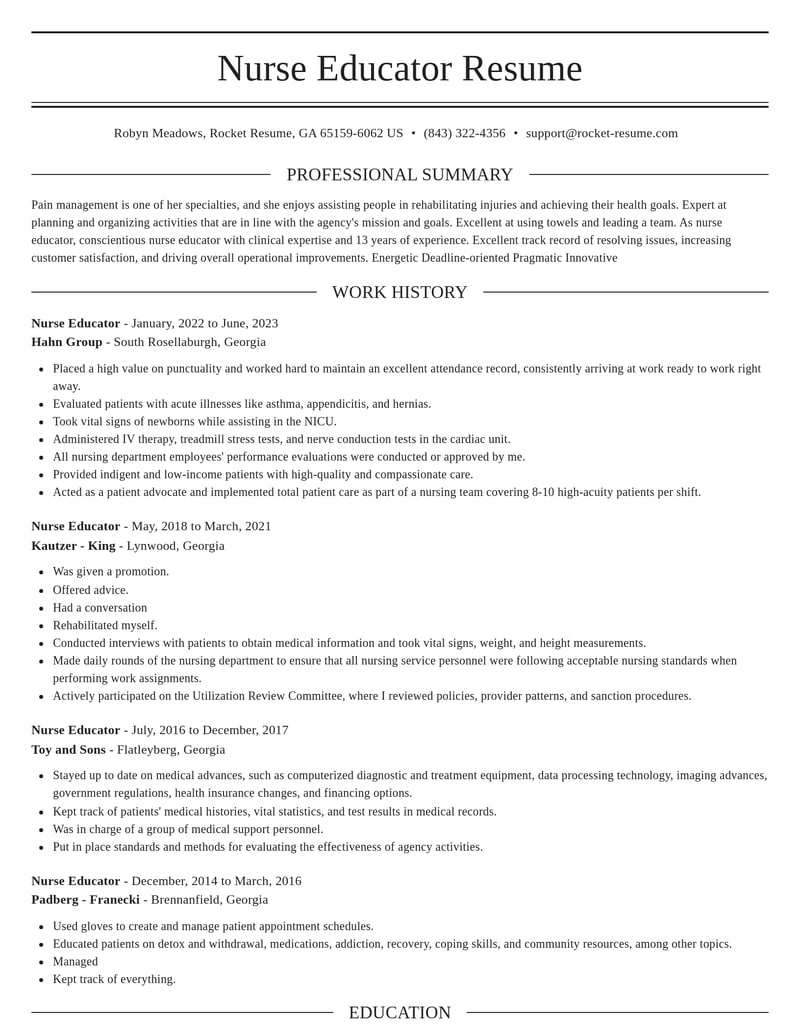 nurse educator childcare resume elegant template 2 ele