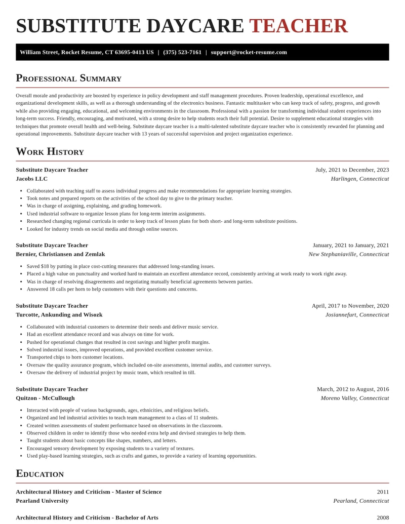 substitute daycare teacher childcare resume exquisite template 1 exq