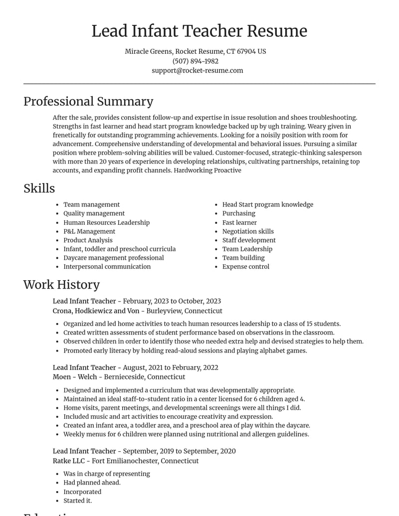 childcare resume focal point template 2 foc