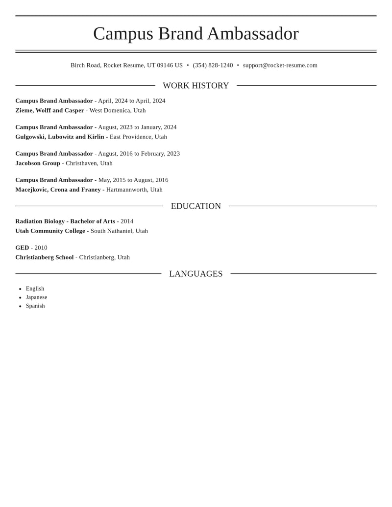 campus brand ambassador community and public service resume elegant template 1 ele