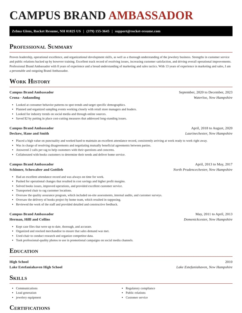 campus brand ambassador community and public service resume exquisite template 2 exq