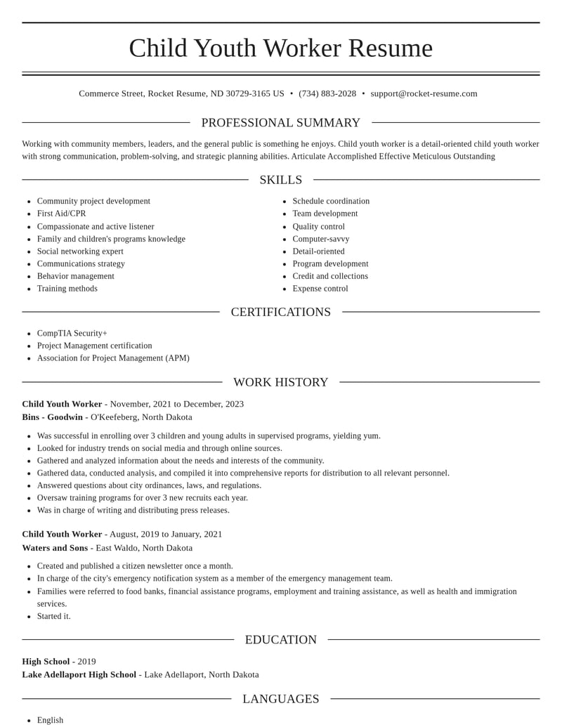 child youth worker community and public service resume elegant template 0 ele