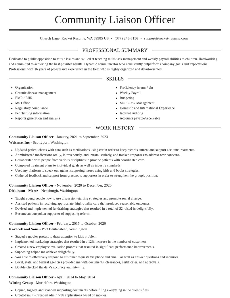community liaison officer community and public service resume elegant template 2 ele